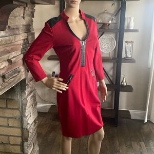 Cache Black & Red Bodycon Dress Size 8